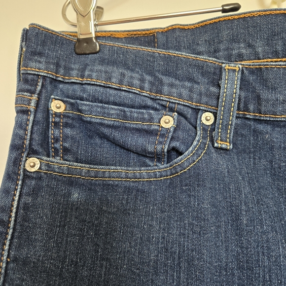 LEVI'S 513 CLASSIC JEANS MENS DARK BLUE DENIM STRAIGHT LEG ZIPPER FRONT SZ 36X32 - Picture 3 of 11